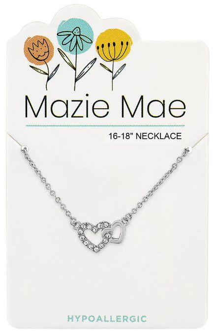 Mazie Mae Girls Necklace Silver Interlocking Hearts