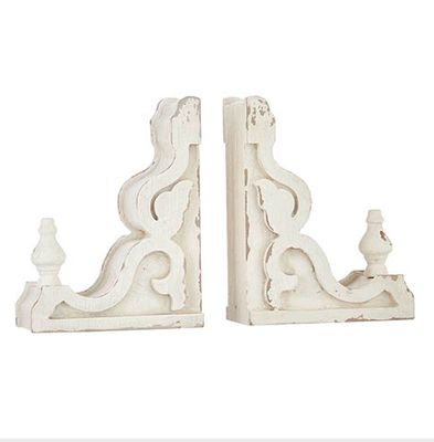 Distressed White Corbel Bookends Set of 2
