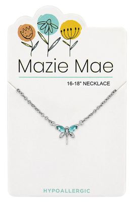 Mazie Mae Girls Necklace Silver Aquamarine Dragonfly