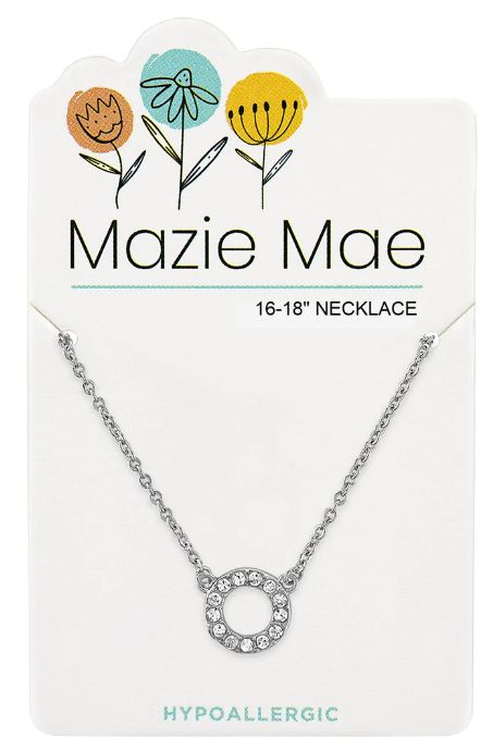 Mazie Mae Girls Necklace Silver CZ Open Circle