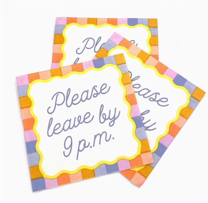 Please Leave by 9pm Multi Color Cocktail Napkin