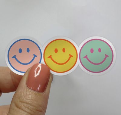 Bright Smiley Faces Trio Glossy Sticker