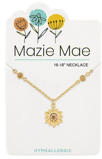 Mazie Mae Girls Necklace Gold Sunflower