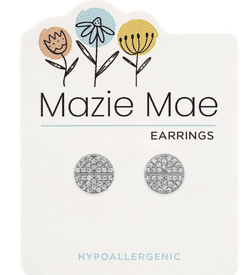 Mazie Mae Girls Earrings Silver Split Pave Stud