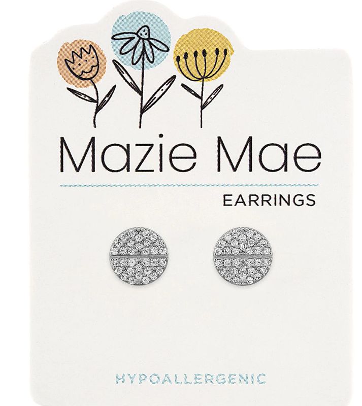 Mazie Mae Girls Earrings Silver Split Pave Stud