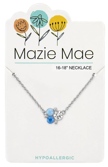Mazie Mae Girls Necklace Silver Air Blue Opal Cluster