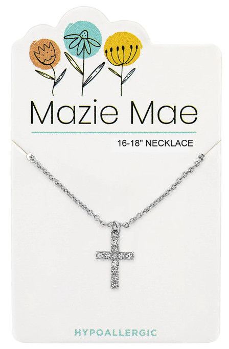 Mazie Mae Girls Necklace | Silver CZ Cross