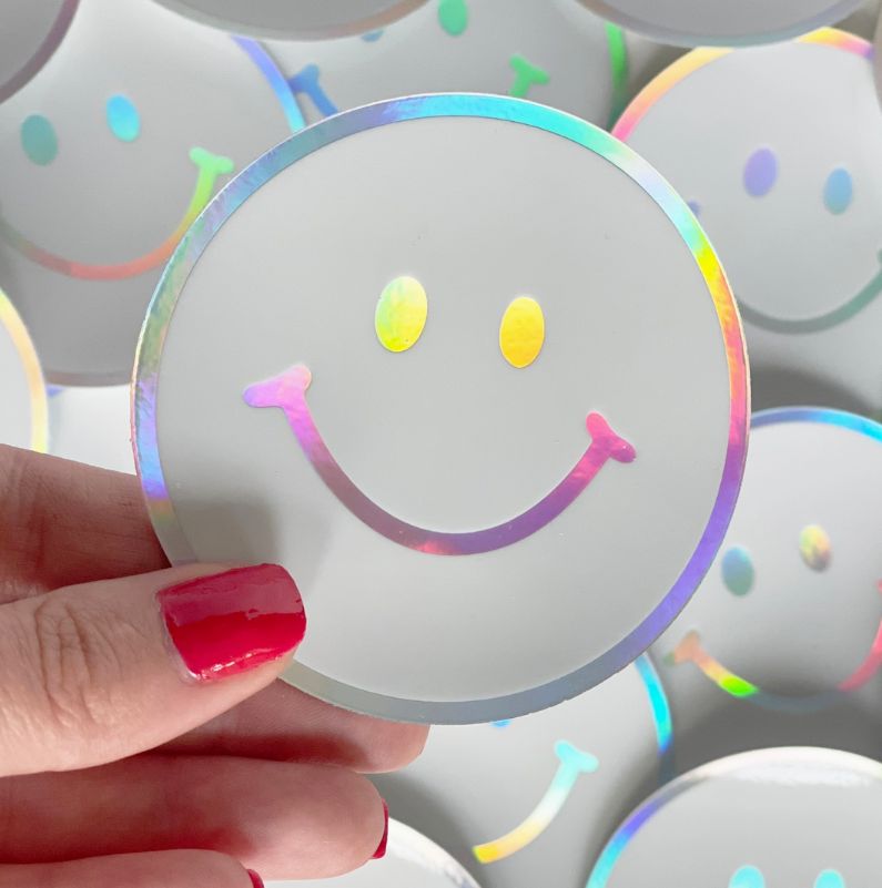 Holographic Smiley Face Sticker