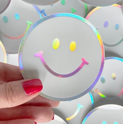 Holographic Smiley Face Sticker