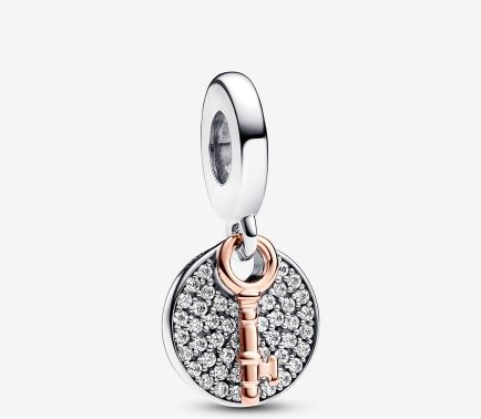 PANDORA™ Two Tone Key to Happiness Double Dangle Charm