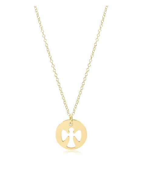 Gold Guardian Angel Gold Disc 16&quot; Necklace