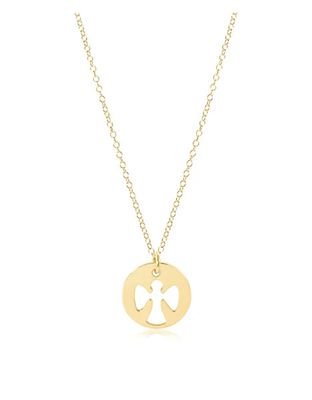 Gold Guardian Angel Gold Disc 16&quot; Necklace