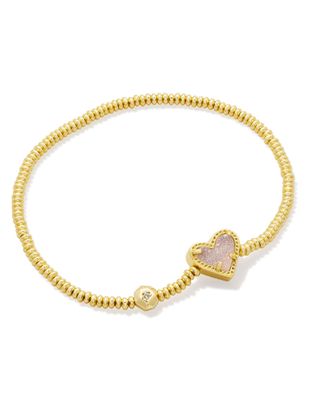 The Ari Heart Stretch Bracelet Gold Iridescent Drusy