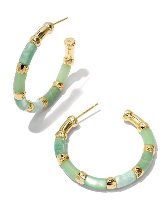 Gigi Hoop Earring Gold Blue Mix