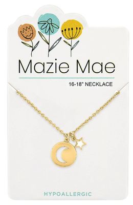 Mazie Mae Girls Necklace Gold Moon Pendant &amp; Star Dangle