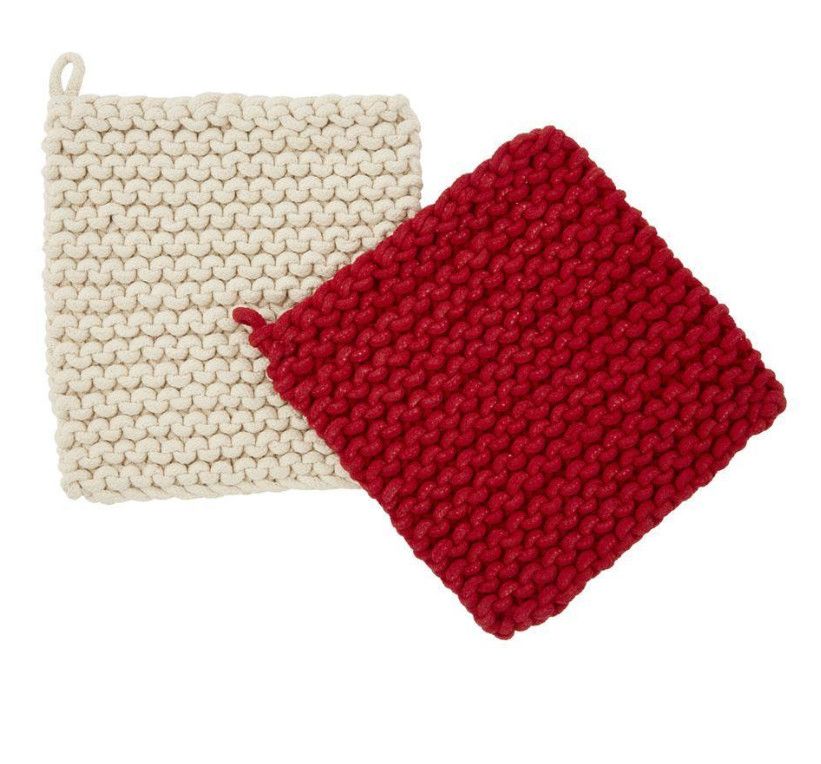 White &amp; Red Crochet Pot Holder