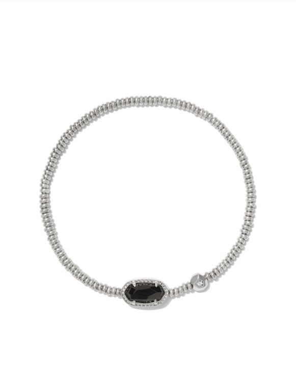 Grayson Stretch Bracelet Silver Black Agate