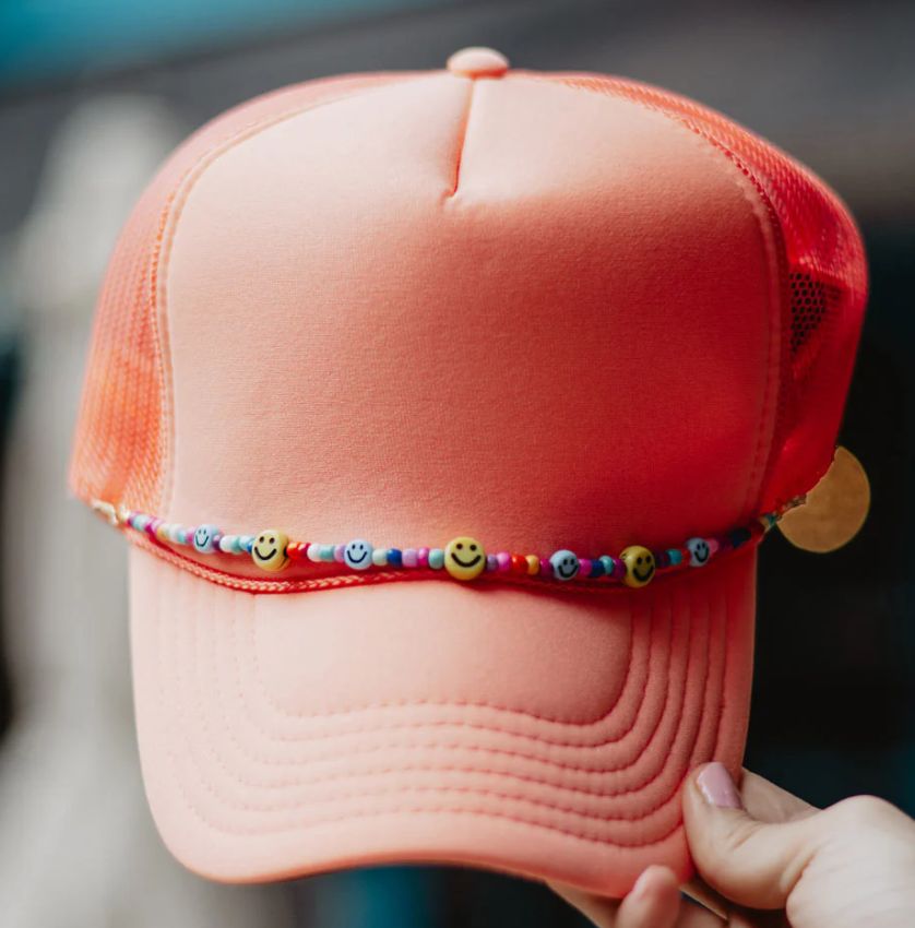 Multicolored Bead Happy Face Hat Chain