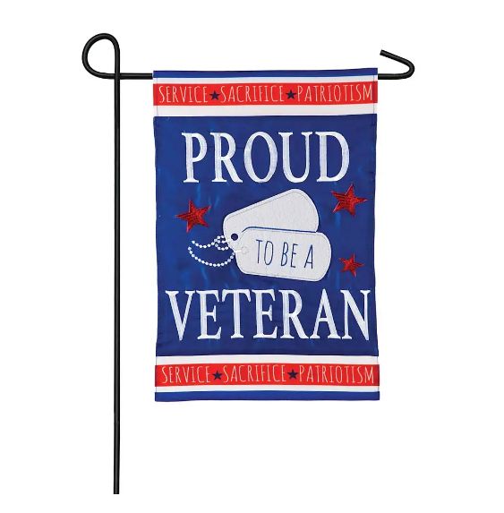 Proud Veteran Garden Applique Flag