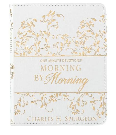 Morning by Morning  One Minute Devotions White Faux Leather