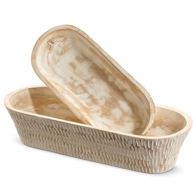 Whitewashed Oval Bowl Small