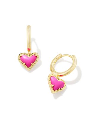 The Ari Heart Huggie Earring Gold Neon Pink