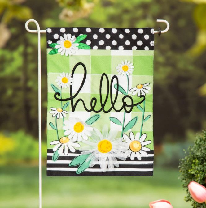 Hello Daisy Linen Garden Flag