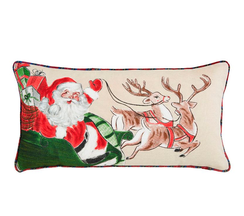 Sleigh Christmas Painted Pillow