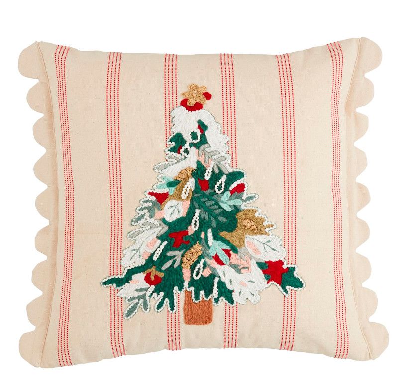 Tree Striped Embroidery Pillow