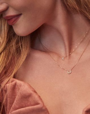 Tiny Cowboy Boot Necklace 14K Gold White Diamond