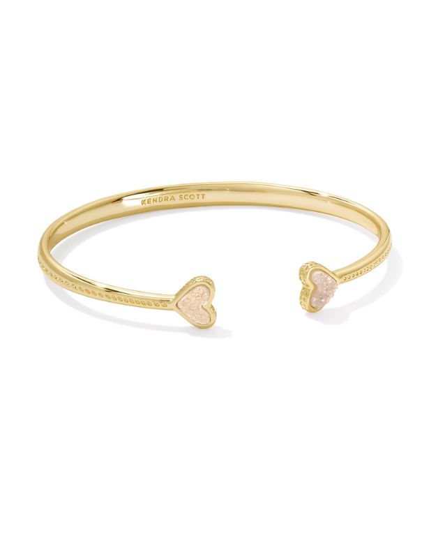The Framed Ari Heart Gold Cuff in Iridescent Drusy