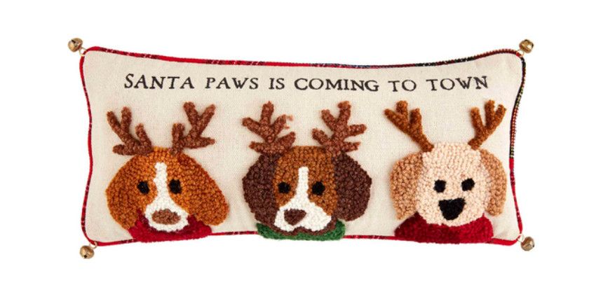 Santa Paws Christmas Dog Hook Pillow