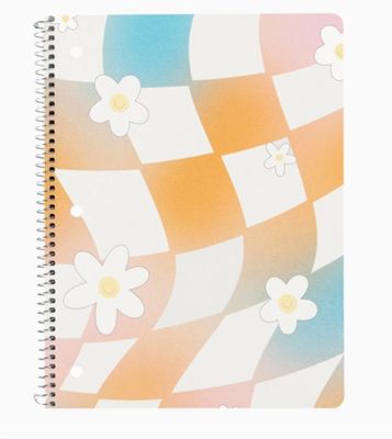 Wavy Daisy Checkerboard Spiral Notebook