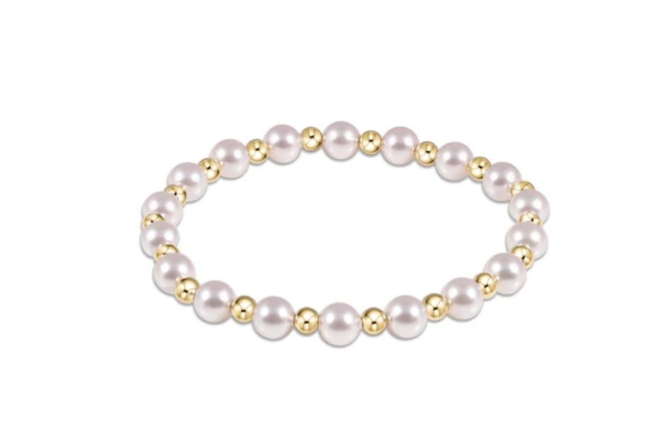 Pearl Grateful Pattern 4mm Bead Bracelet 6mm Gold