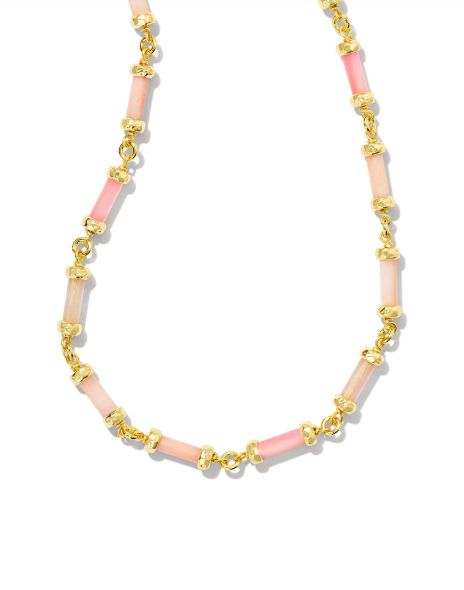 GiGi Strand Necklace Gold Pink Mix