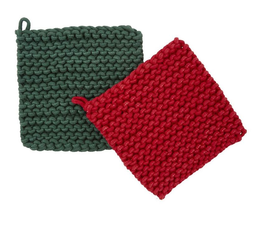 Green &amp; Red Crochet Pot Holder