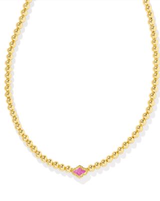 The Abbie Gold Beaded Necklace in Azalea Illusion