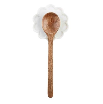 Scalloped Marble Spoon Rest Set