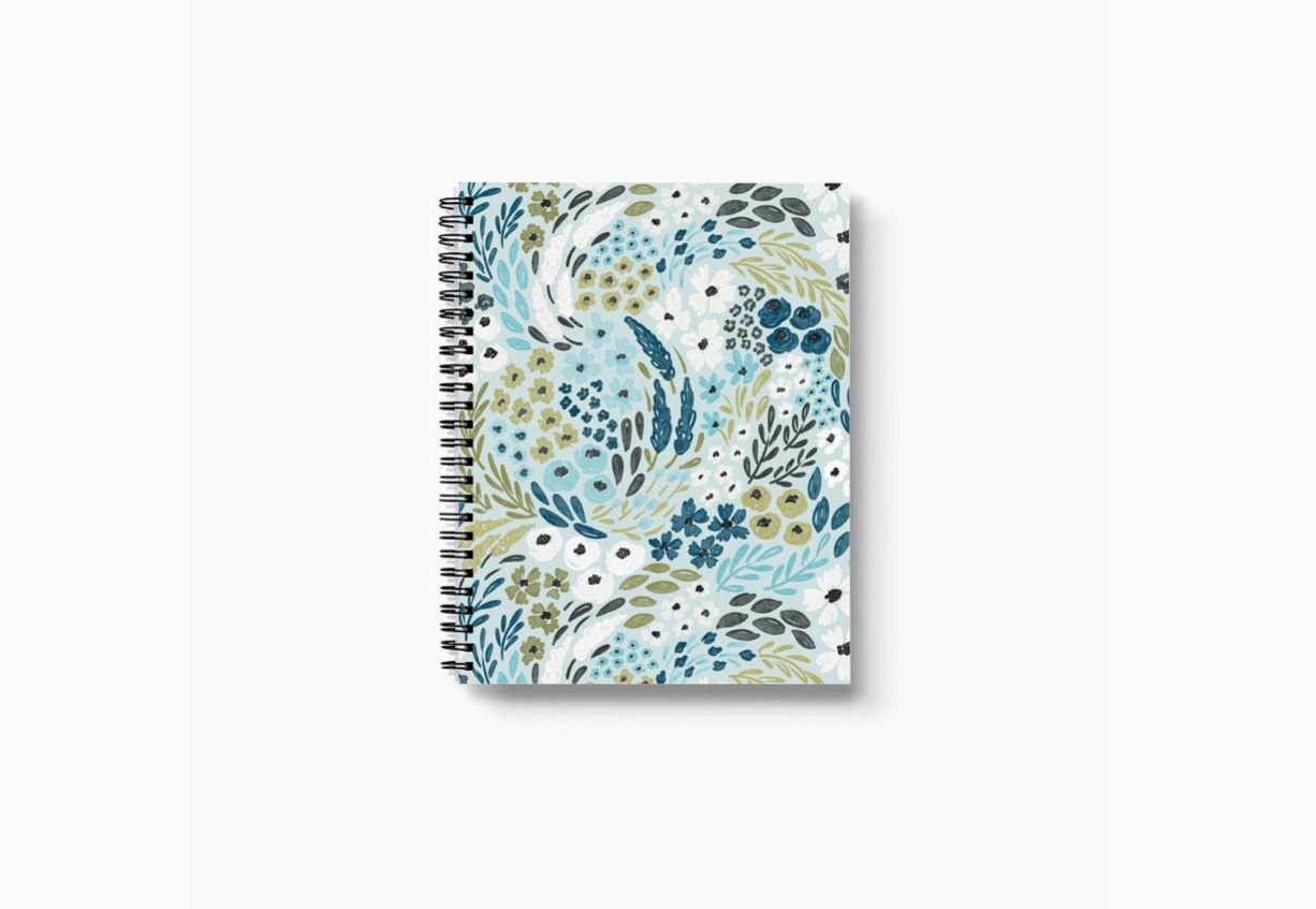 Waterfall Floral Spiral Lined Notebook