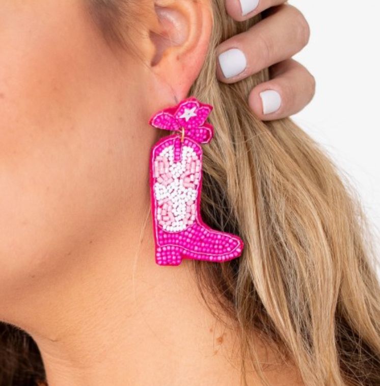 Hot Pink Long Live Cowgirl Earrings