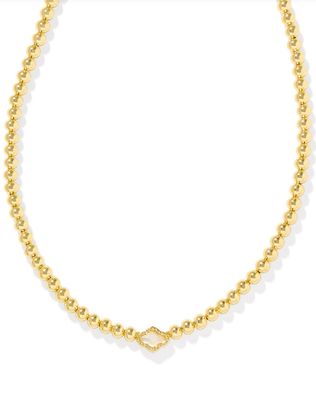The Abbie Gold Beaded Necklace in Natural Mother of Pearl