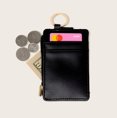 Solid Keychain Card Wallet Black