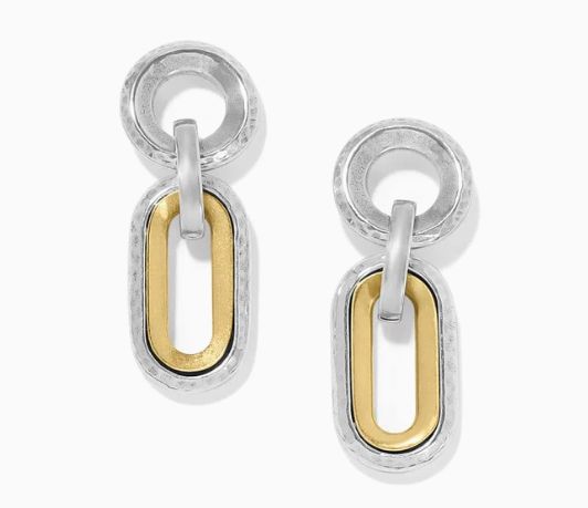 Medici Two Tone Linked Post Drop Earrings