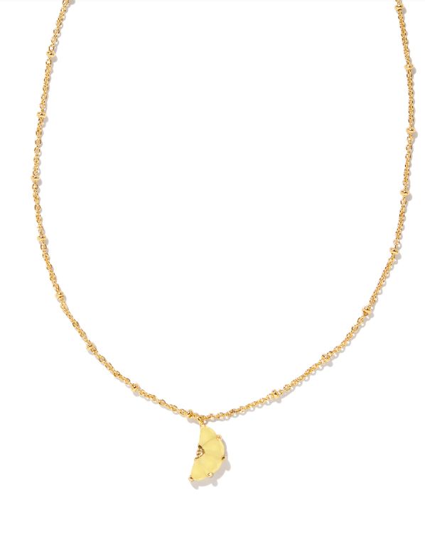 The Lemon Gold Pendant Necklace in Yellow Opalite Glass