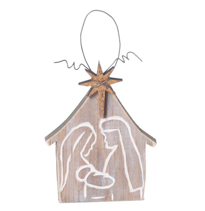 Wood Carved Holy Family Ornament