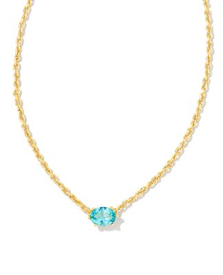 The Cailin Gold Pendant in Aqua Crystal