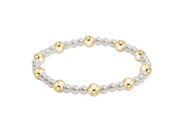 Pearl Sincerity Pattern 4mm Bead Bracelet 6mm Gold