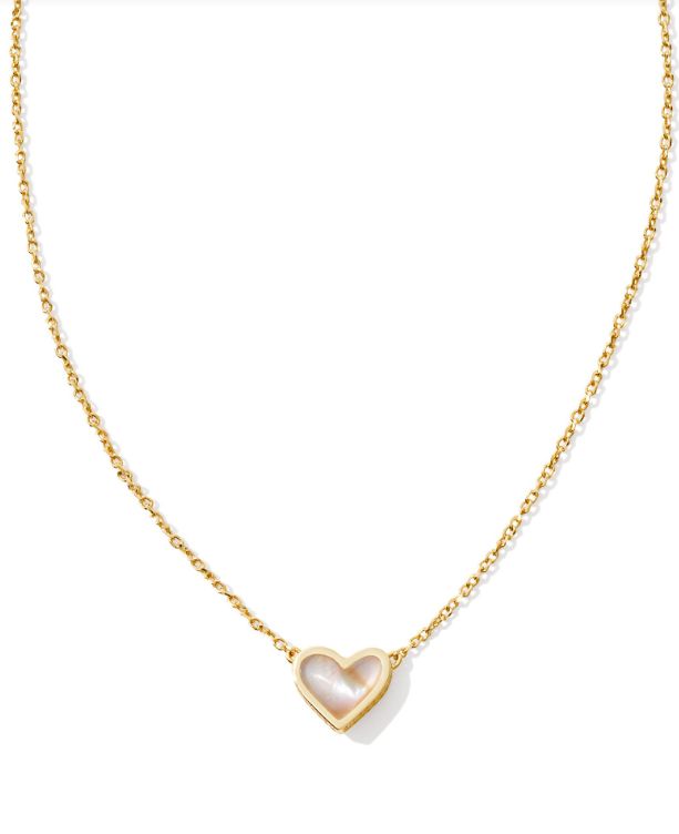 The Framed Ari Heart Gold Pendant in Iridescent Abalone