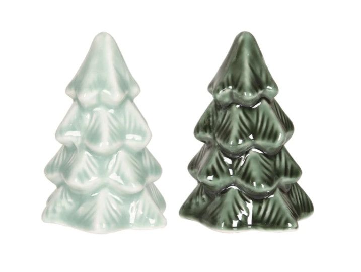 Ceramic Iridescent Tree Salt + Pepper Shaker Set