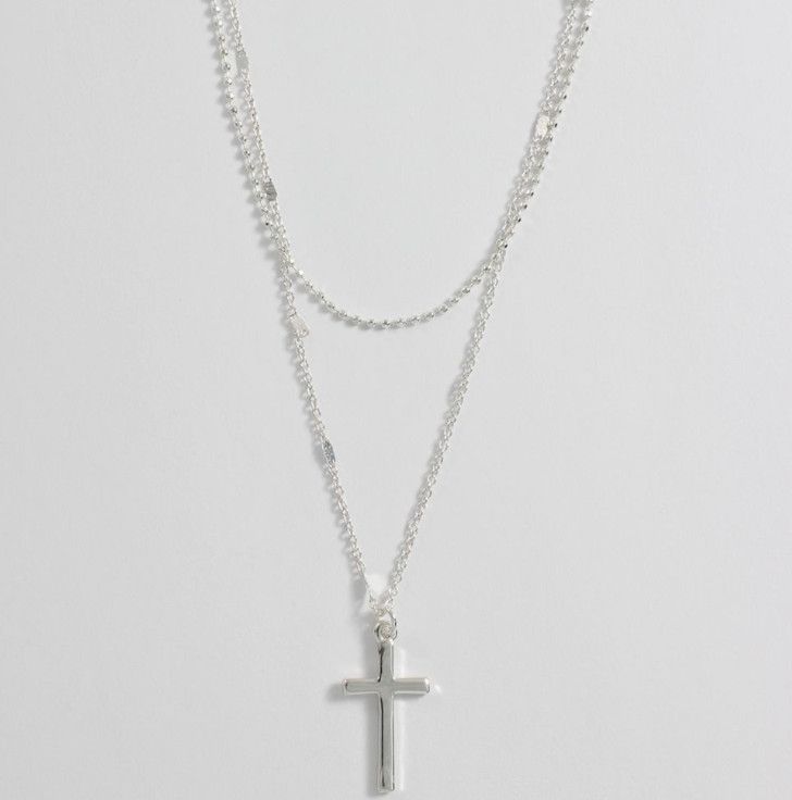 Silver Layered Cross Necklace